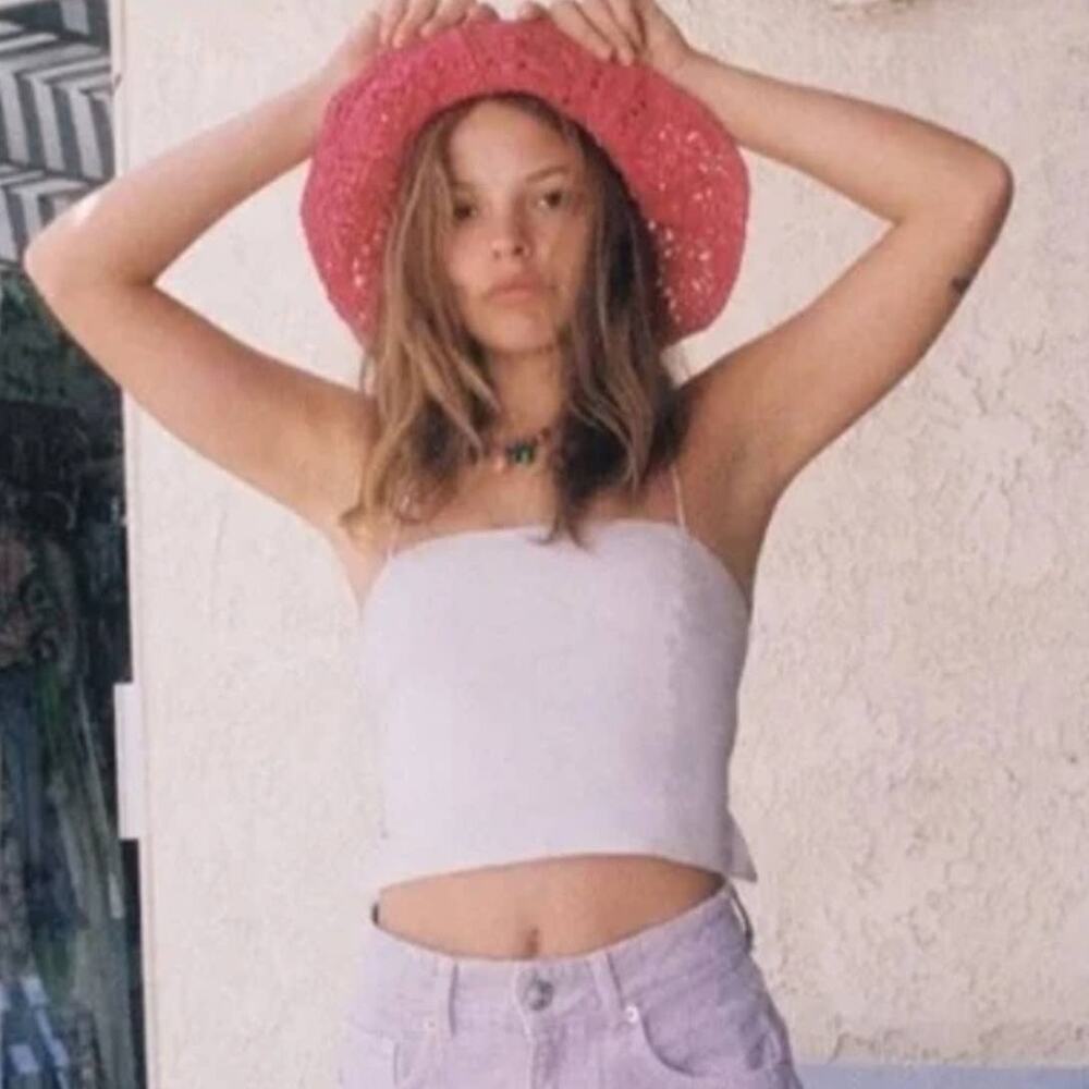 Zara Lavender Square Neck Open Back Tie Crop Top XS Modal Soft Summer Night Out